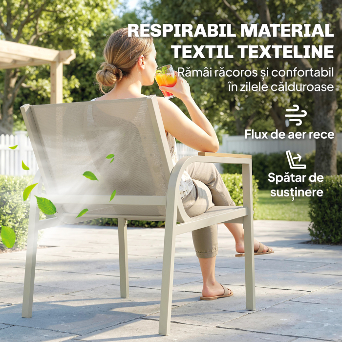  Set Canapea de Exterior cu 2 Fotolii, Verde [5]