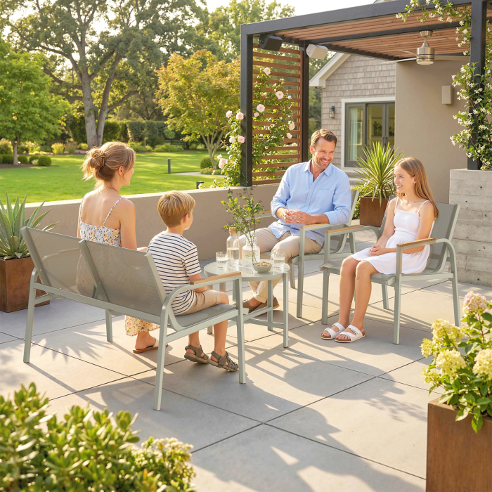  Set Canapea de Exterior cu 2 Fotolii, Verde [8]