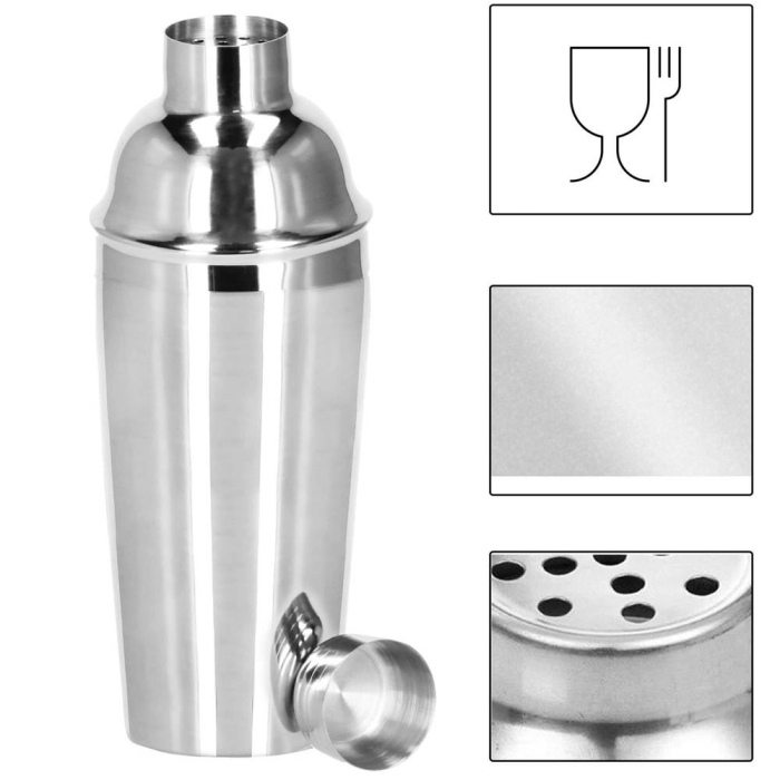 Set Cocktail Shaker Kit pentru barmani 550ml, KI22, suport bambus, 9 piese [22]