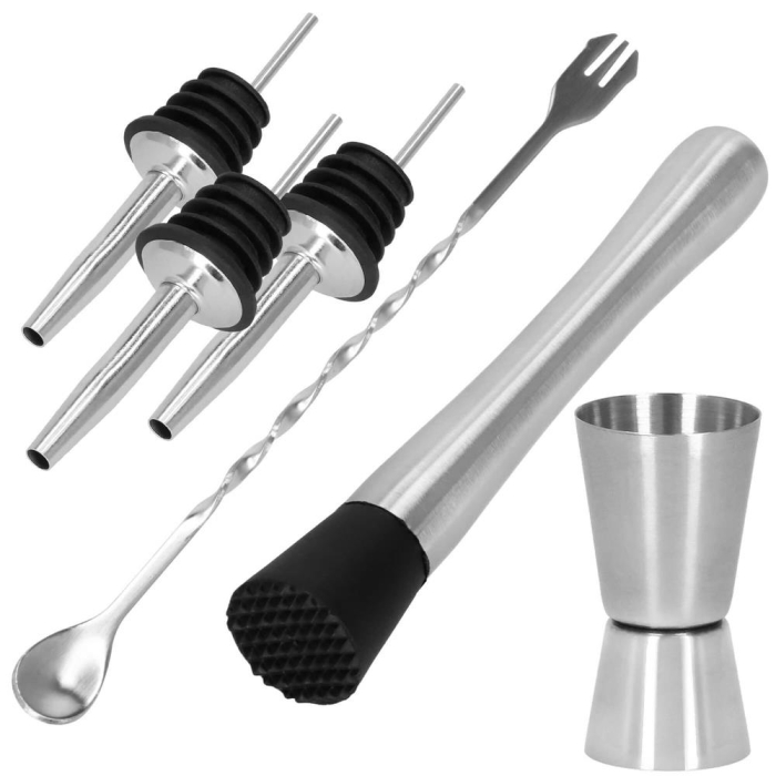 Set Cocktail Shaker Kit pentru barmani 550ml, KI24, suport bambus, 11 piese [15]