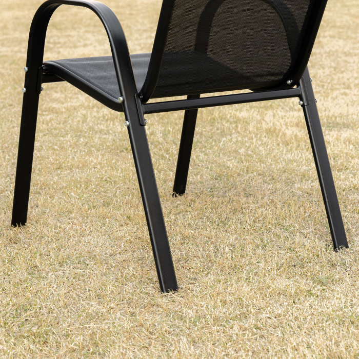  Set cu 4 scaune cu cotiere, Scaune stivuibile pentru gradina, pentru veranda, balcon, exterior, Negru [7]