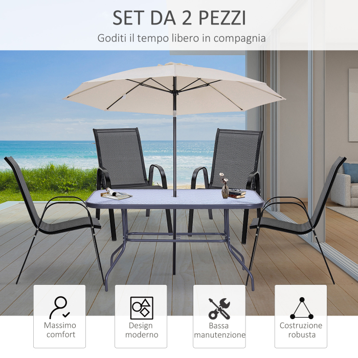  Set cu 4 scaune cu cotiere, Scaune stivuibile pentru gradina, pentru veranda, balcon, exterior, Negru [4]