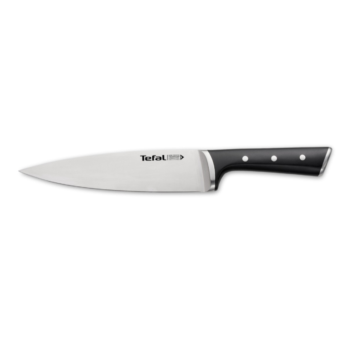 Set de 10 cutite & suport Tefal Ice Force K232SA14, inox german, tehnologie Ice Hardening -120°C, lame ultra-ascutite, suport din lemn, negru & argin [10]
