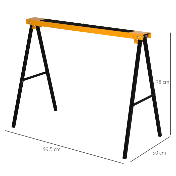  Set de 2 Capre Pliabile din Metal cu Suprafata Antiderapanta din EVA pentru Lucrari de Taiere, Capra pentru Lemn, Capacitate Maxima 125 kg, Portocaliu Negru [3]