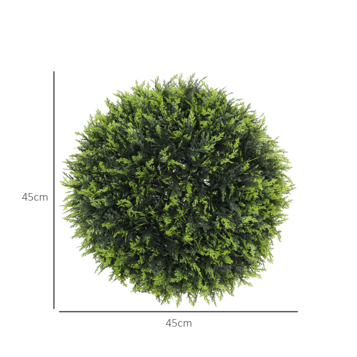  Set de 2 Plante Artificiale Rotunde cu Frunze de Cedru pentru Casa si Gradina Ø45 cm, Verde [3]