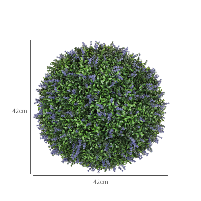  Set de 2 Plante Artificiale Sferice cu Flori de Lavanda, Ø42 cm, Violet [3]