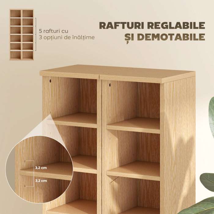  Set de 2 Rafturi pentru CD-uri cu Polite Reglabile, Suport pentru 204 CD-uri Economisitor de Spatiu, Mobilier pentru CD-uri cu 12 Compartimente, pentru Living, Dormitor, Birou, 21x22,5x88,5cm, Culoar [6]