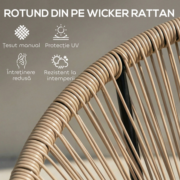  Set de 2 Scaune Acapulco din Ratan, Structura din Otel, pentru Balcon si Veranda [5]