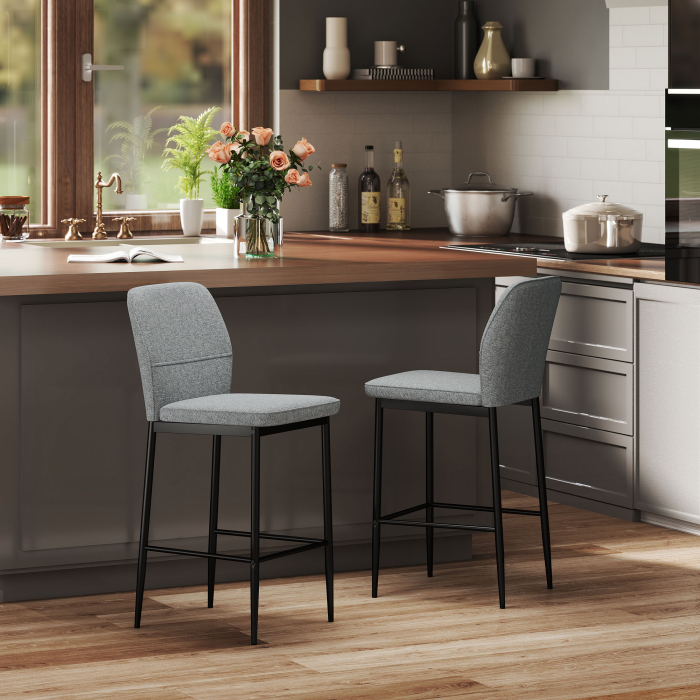  Set de 2 Scaune de Bar cu Spatar, 41x52x97 cm, Gri [9]