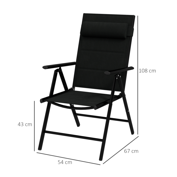  Set de 2 scaune pliabile rabatabile pentru terasa, Negru [3]