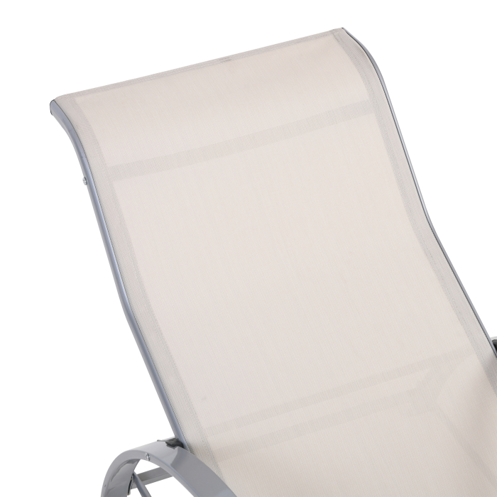  Set de 2 sezlonguri si Masuta cu Blat din Sticla, 59x169x66 cm, Crem [8]