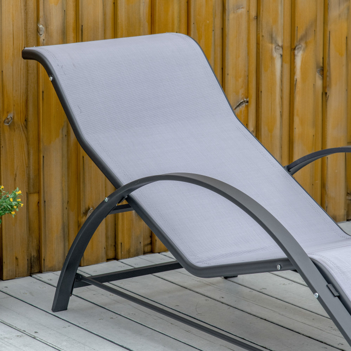  Set de 2 sezlonguri si masuta cu blat din sticla, 59x169x66 cm, gri deschis [9]