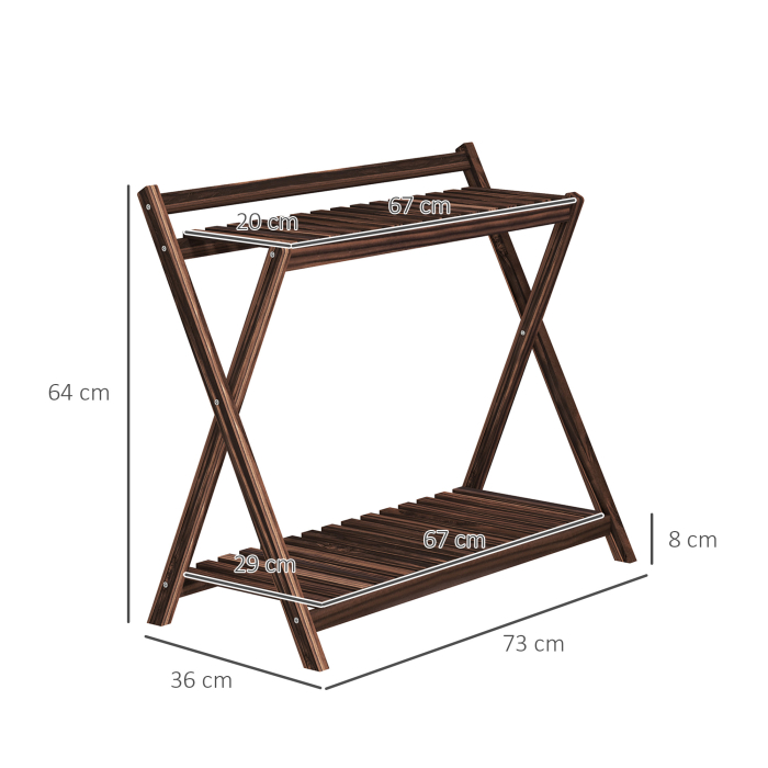  Set de 2 Suporturi pentru Plante cu 2 Niveluri, 73x36x64 cm, Maro [3]
