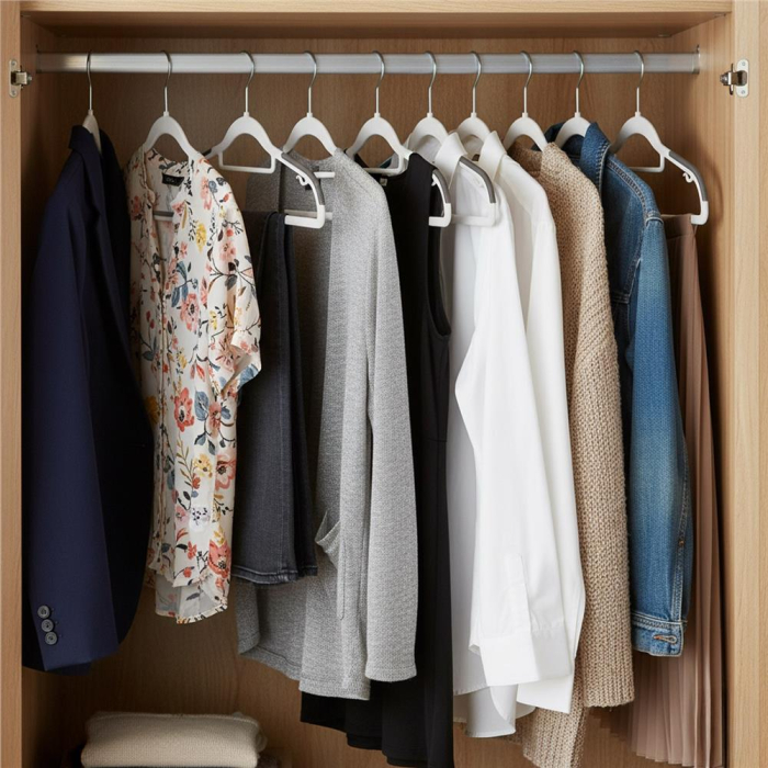 Set de 20 de umerase antiderapante pentru haine, din PE, cu carlig metalic rotativ, 41 cm, alb si gri [7]