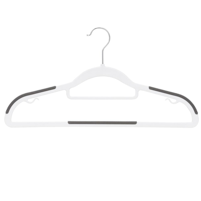 Set de 20 de umerase antiderapante pentru haine, din PE, cu carlig metalic rotativ, 41 cm, alb si gri [11]