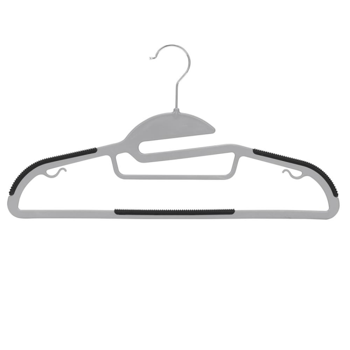 Set de 20 de umerase antiderapante pentru haine, din PE, cu carlig metalic rotativ, 41 cm, gri si negru [7]