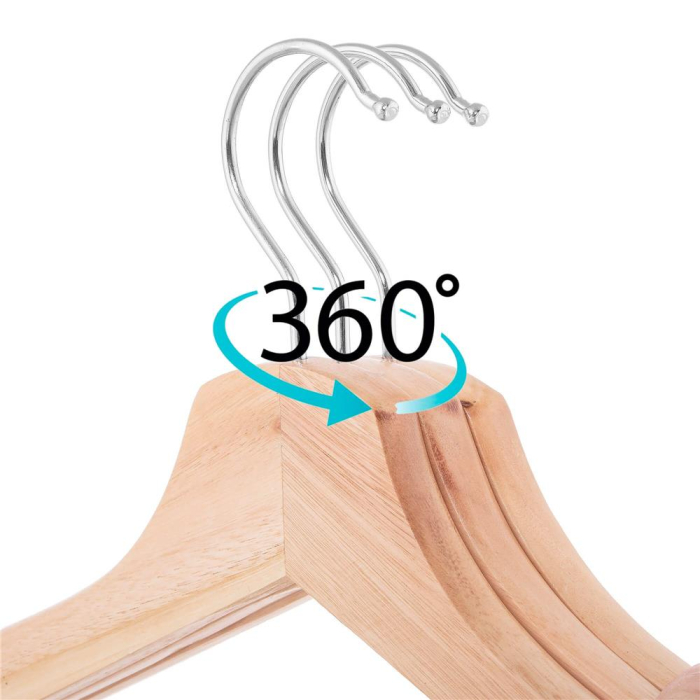 Set de 20 de umerase din lemn cu carlig rotativ 360°, 43x21 cm, maro [12]