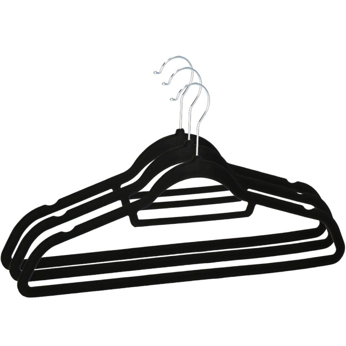 Set de 20 de umerase din velur cu carlig rotativ 360°, 45x23 cm, negru [11]