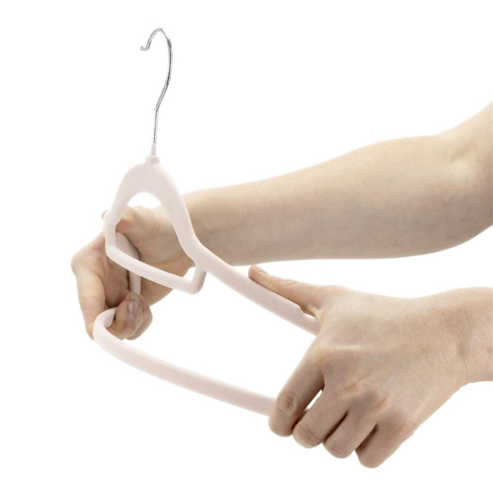 Set de 20 de umerase pentru haine, din velur, cu carlig rotativ, 45x23 cm, roz [15]