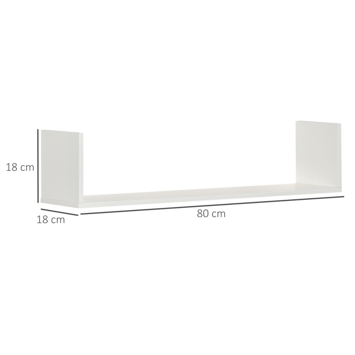  Set de 3 rafturi de perete pentru depozitare din lemn, 80x18x18 cm, alb [3]