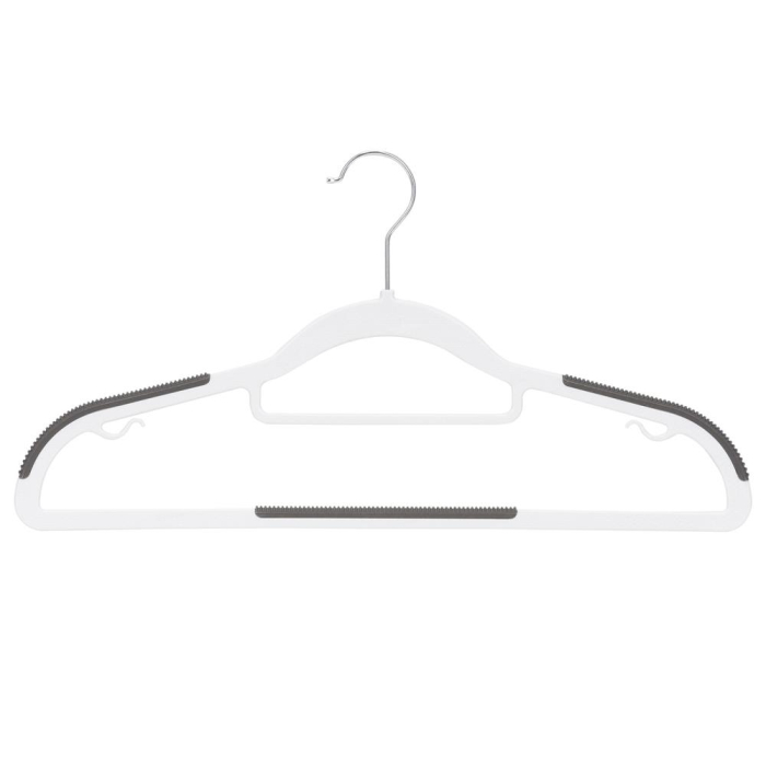 Set de 30 de umerase antiderapante pentru haine, din PE, cu carlig metalic rotativ, 41 cm, alb si gri [12]