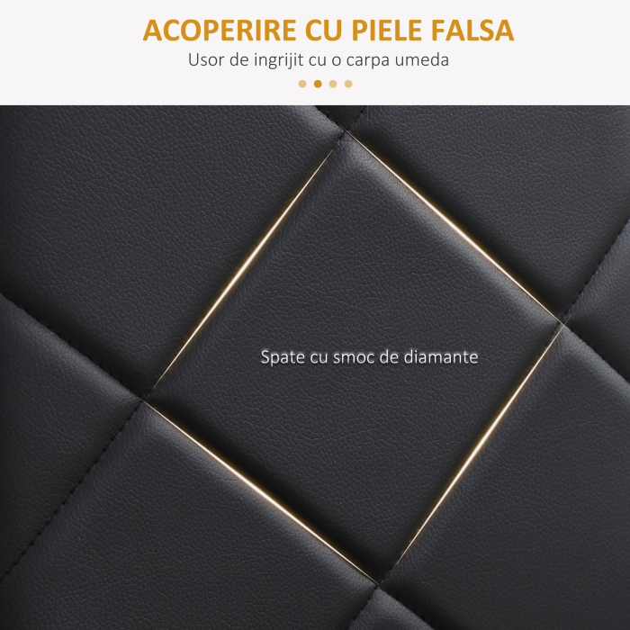  Set de 4 scaune de sufragerie cu spatar inalt, moderne din piele artificiala si otel, 41x50x97cm, negru [5]