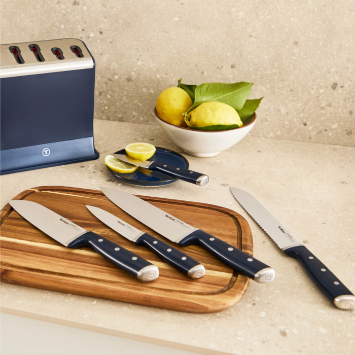 Set de 5 cutite & suport Tefal EverSharp Pro K297S644, inox german, maner ergonomic, sistem de ascutire integrat, negru & argintiu [8]
