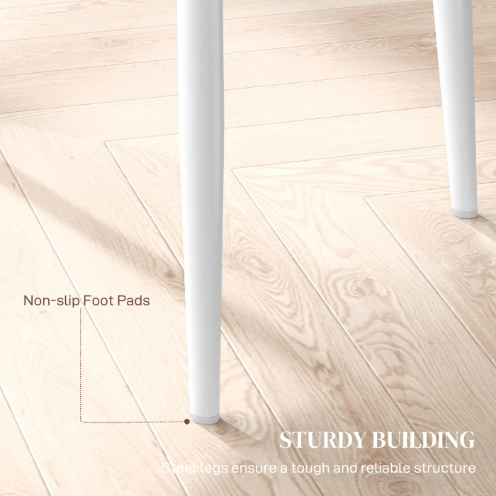  Set de 6 Scaune de Dining Moderne cu Spatar inalt din Piele Ecologica si Otel, 41x50x97 cm, Alb [7]