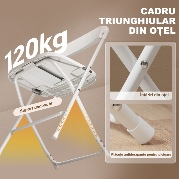  Set de 6 Scaune Pliabile din PP cu Orificii de Drenaj, Scaune Economice Portabile din Otel, Scaun Pliabil pentru Interior, Casa, Birou, Bucatarie, Evenimente, 45x49x79,5 cm, Alb [8]