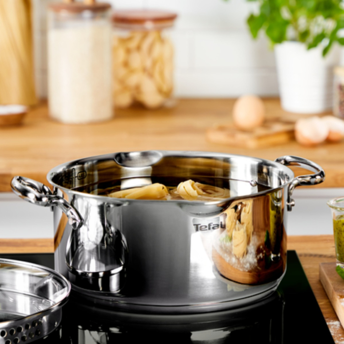 Set de 7 piese Tefal Duetto+ G719S735, oale cu capac de sticla 16 / 20 / 24 cm, cratita 16 cm, inductie, inox, manere nituite, margini turnare, g [5]