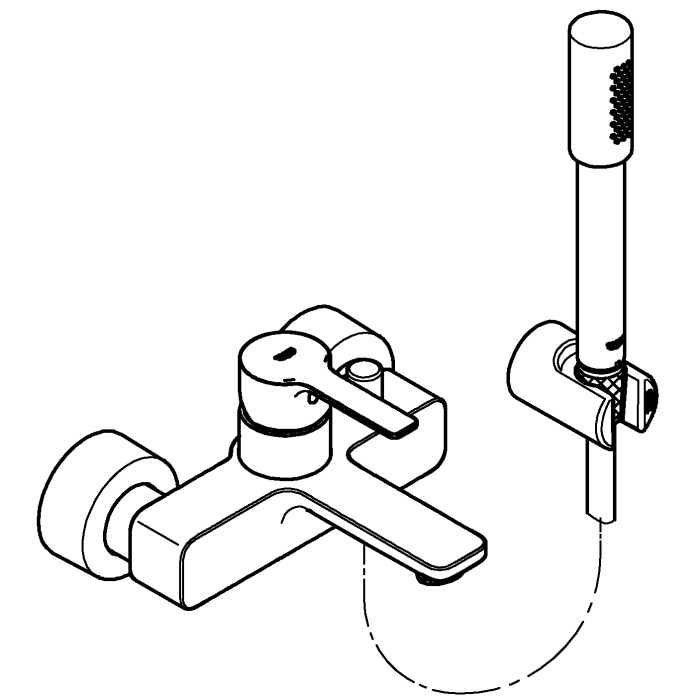 Set de cada Grohe 33850001, 1 bar, 66 mm, 1.25 m, 244 mm, 184 mm, 2 orificii instalare, 1 functii para dus, Crom [5]