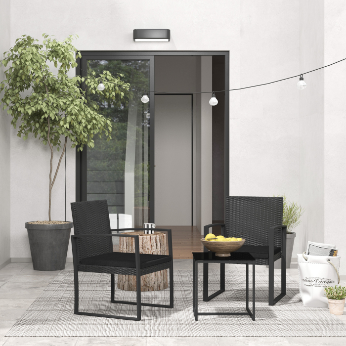  Set de cafea din ratan PP din 3 piese cu perne, Mobilier [2]