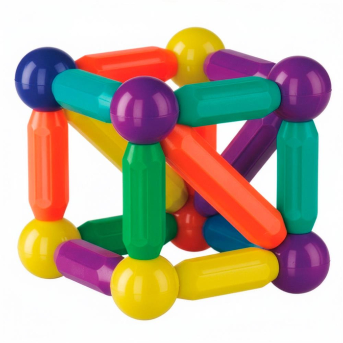 Set constructie tije bile magnetice educative copii 100 piese, structuri 3d, multicolor [11]