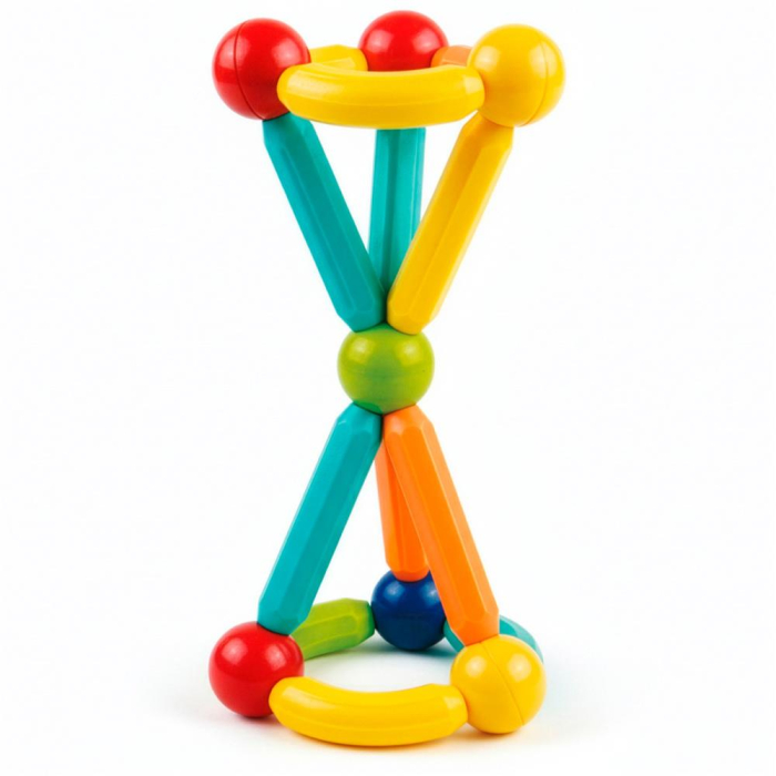 Set constructie tije bile magnetice educative copii 100 piese, structuri 3d, multicolor [14]