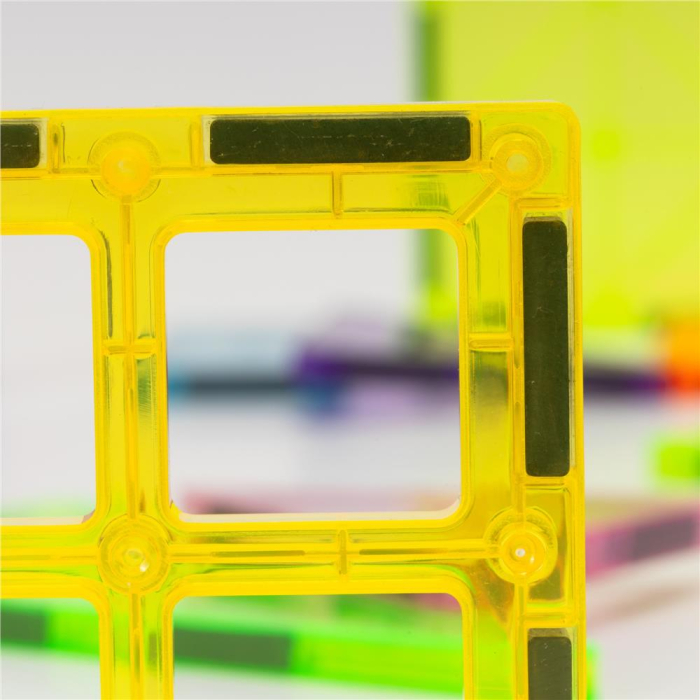 Set constructie cuburi magnetice educative copii 100 piese, forme geometrice, multicolor [5]