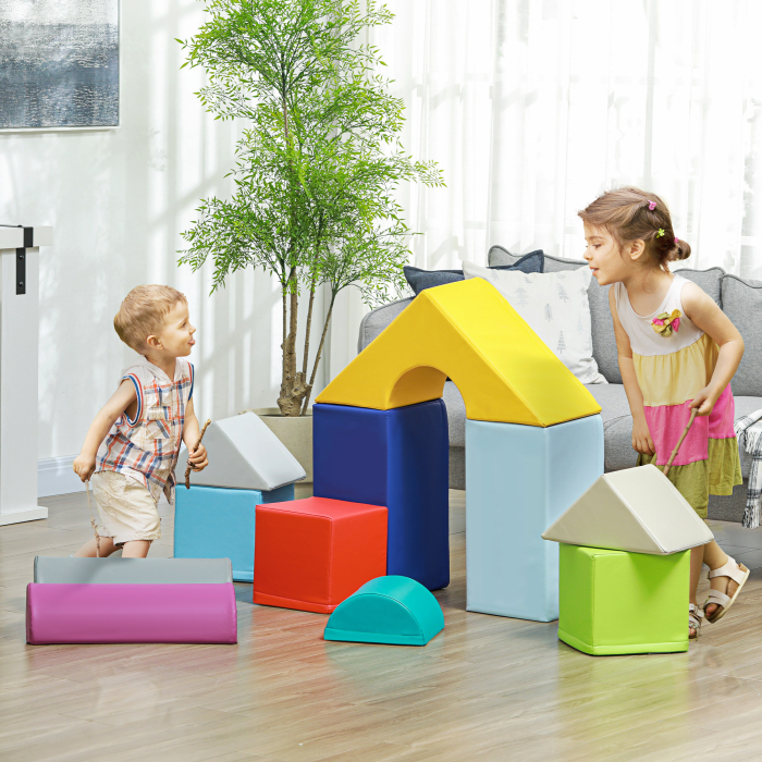  Set de Constructii Moi pentru Copii 1-3 Ani cu 11 Forme, 25x25x50 cm, Multicolor [2]