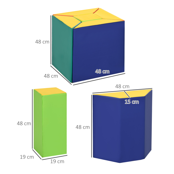  Set de Constructii Moi pentru Copii 1-3 Ani cu 5 Blocuri, 48.3x19.1x48.3 cm, Multicolor [3]