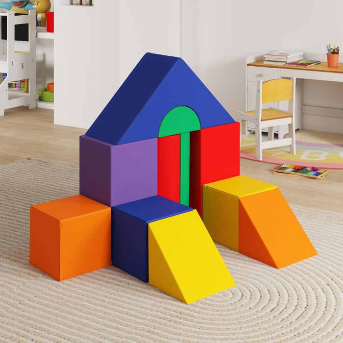  Set de Constructii Moi pentru Copii de la 1-3 Ani cu 11 Forme, din PU si EPE, Culori Variate [9]