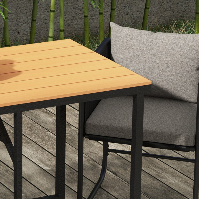  Set de dining din 3 piese din ratan pentru terasa, Masa [9]