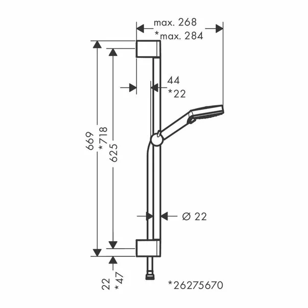 Set de dus cu bara 65 cm Hansgrohe Vernis Blend Vario 100 crom lucios 2 functii [2]