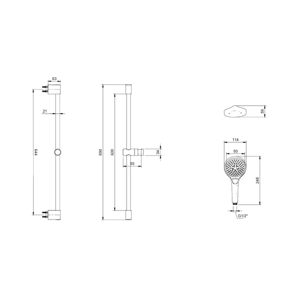 Set de dus cu bara 70 cm Villeroy&Boch Verve Showers para cu 3 functii nichel periat [5]