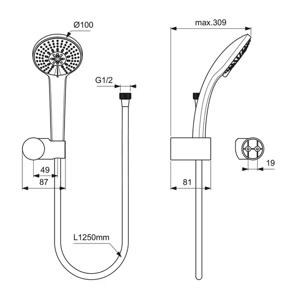 Set de dus cu porter Ideal Standard IdealRain Soft crom lucios 3 functii [2]