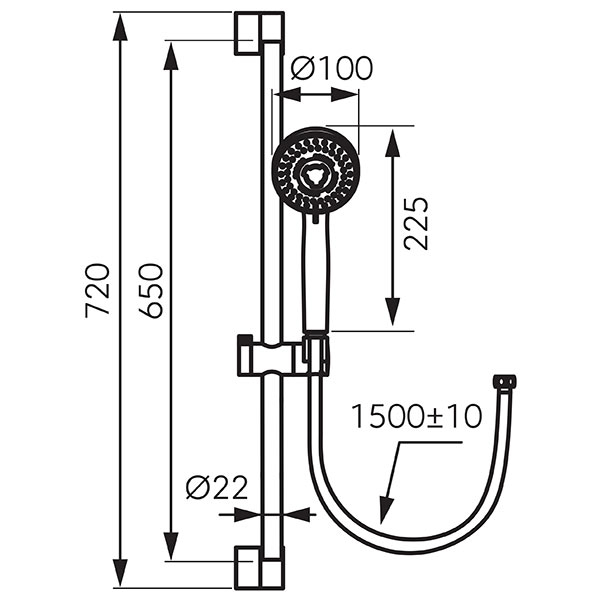 Set de dus Ferro Horn negru mat cu bara 65 cm [2]
