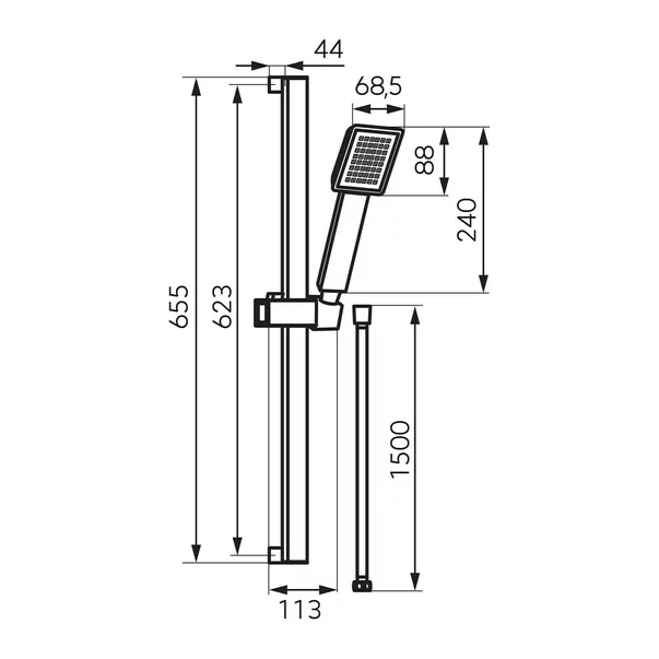 Set de dus Ferro Sinus cu bara si suport culisant crom [2]