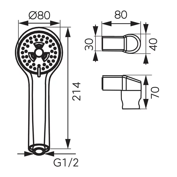 Set de dus Ferro Sole cu suport reglabil crom [2]