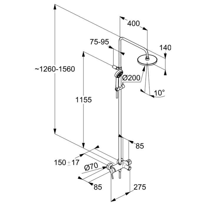 Set de dus, Kludi, Logo, coloana de dus cu baterie de cada, crom [2]