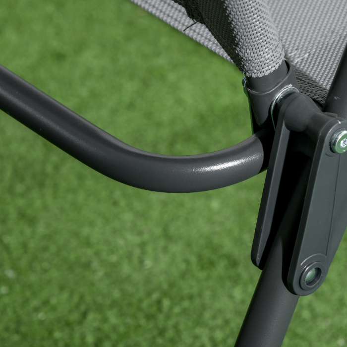  Set de Exterior din 3 Piese cu Masa cu Blat din Sticla si 2 Scaune Pliabile din Plasa, Ф45x50 cm, Gri Deschis [8]