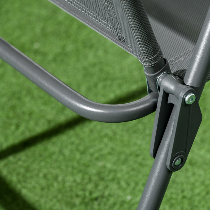  Set de gradina 3 piese cu 2 scaune 53.5x64x93 cm si masuta de cafea Ø45x50 cm, din metal, gri inchis [8]