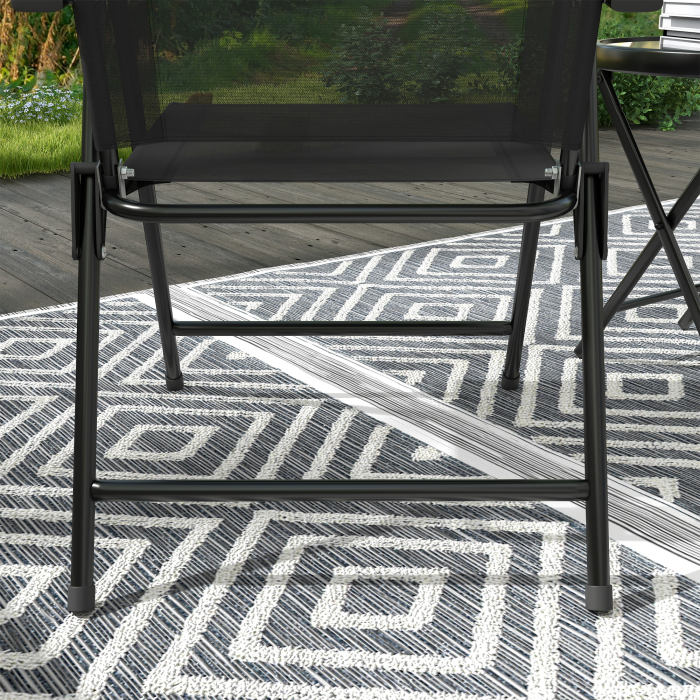  Set de Gradina 3 Piese cu 2 Scaune 53,5x64x93 cm si Masuta de Cafea Ø45x50 cm, din Metal, Negru [9]