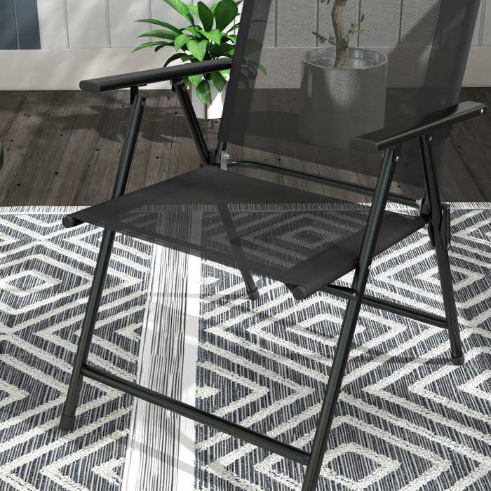  Set de Gradina 3 Piese cu 2 Scaune 53,5x64x93 cm si Masuta de Cafea Ø45x50 cm, din Metal, Negru [8]